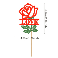 Rosen-Valentinstag-Tortenaufsatz Valentinstag-Rosen-Liebesgeständnis-Tortendekoration Heiratsantrag Verlobung Hochzeitstortendekoration