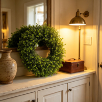 Guirlande de verdure artificielle de haute qualité style ferme pour porte d'entrée, porche, mur, patio, jardin, maison, mariage, Pâques, décoration florale