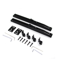 Kit de fermeture amortie pour porte de grange sans perçage, 2 pièces, amortisseur à ressort avec butées réglables pour portes coulissantes à rail plat de 88 à 132 lb