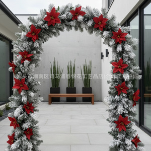 Guirnaldas Navideñas con Copos de Nieve y Flor de Pascua Roja, Decoración Interior, Tamaño Personalizado, Material Plástico, Decoración para Ventanas - Product Image 3