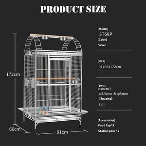 304 paslanmaz çelik süper büyük kuş kafesi katı desen Villa papağan atiatiel için üreme kafesi düğme kapatma plastik tepsi - Product Image 2