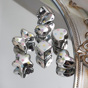 Perles en acrylique argentées, motif étoile, cœur, <span class=keywords><strong>cube</strong></span>, trou droit de 4 mm, perles épaisses de 19 mm, lot en vrac, vente en gros, fabrication de bijoux DIY, bracelet - Product Image 6