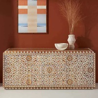 Mesa de Centro de Madera Maciza Estilo Retro Francés, Gabinete de Entrada, Consola para Recibidor, Aparador para Sala de Estar; Muebles para Hotel y Villa