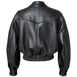 Veste en peau de mouton véritable de haute qualité, veste bomber en cuir véritable surdimensionnée pour femmes, automne - Product Image 2
