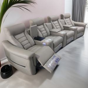 Chaise inclinable électrique en cuir au design moderne Canapé sectionnel électrique de 4 places pour salle à manger et salon de théâtre - Product Image 1