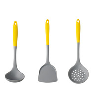 Kit d'ustensiles de cuisine en silicone de qualité alimentaire, multifonctionnel, 3 pièces : écumoire, spatule et accessoires de cuisson, style nordique