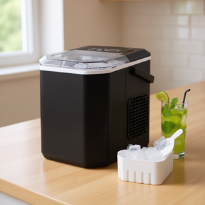 Máquina de Hielo para Encimera, Negra, Autolimpiante, de Uso Doméstico, Carcasa de Plástico Eléctrica - Product Image 2