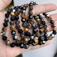 Bracelets en pierres naturelles authentiques hématite, œil de tigre et obsidienne, bracelet triple élastique à facettes pour hommes et femmes