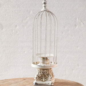 Bougeoir de <span class=keywords><strong>cage</strong></span> à oiseaux blanc s'ouvre au sommet Attrayant porte-bougie de style français Design grand support décoratif pour la maison et le cadeau - Product Image 5
