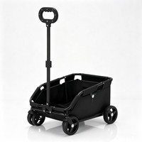 Poussette pliable pour chien, poussette pour animaux de compagnie pour petits chiens et chats, chariot de voyage à 4 roues avec poche de rangement, laisse de sécurité, entrée basse