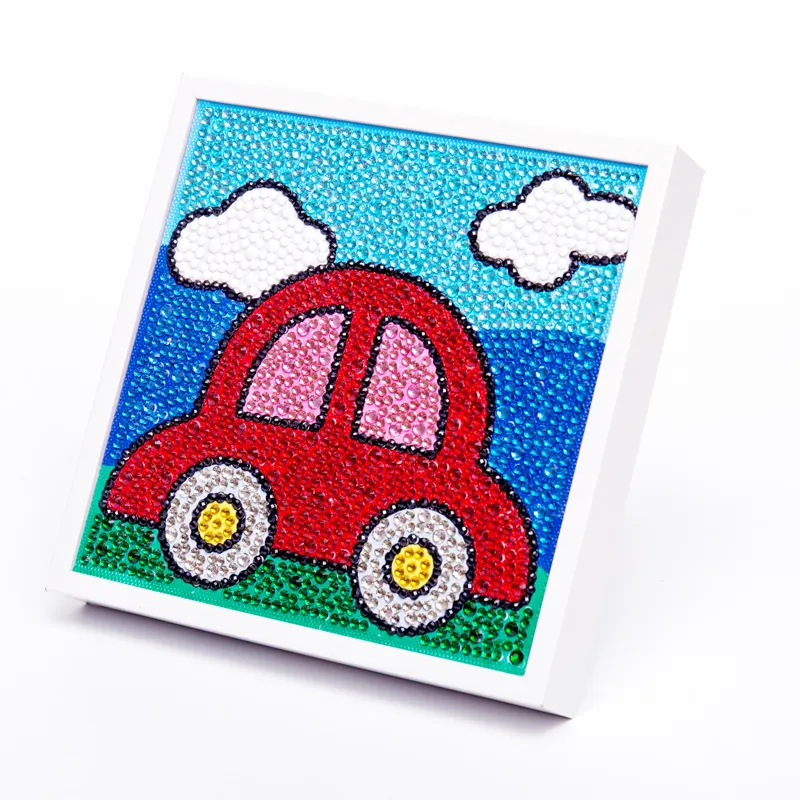 5D Children Diamond Painting Kits With Frame Cartoon Car Image Diamond Arts And Crafts For Kids