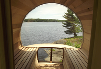 Grosir Hemlock Cedar cemara Kanada tradisional Sauna luar ruangan dan ruang uap barel Sauna luar ruangan kabin kayu uap