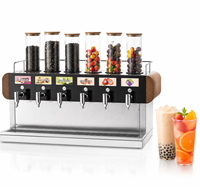 Distributeur de sirop commercial à 6 têtes, équipement de distribution multi-embouts pour bubble tea, idéal pour les salons de thé et les magasins de thés aux fruits