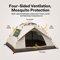 Tente de camping pop-up Oxford quatre saisons pour l'extérieur, imperméabilisation 1000-1500 mm, taille 210x210x130 cm, entièrement automatique, ouverture à une seule traction