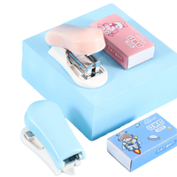 Macaron Mini petit ensemble agrafeuse couleur ensemble dessin animé étudiant portable bureau reliure agrafeuse Macaron couleur agrafeuse