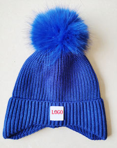 หมวกถักสำหรับเด็กมีพู่ประดับหูสำหรับฤดูใบไม้ร่วงฤดูหนาว - Product Image 1