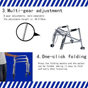 <strong>Pediatric</strong> Foldable Walker with Wheels Aluminum Alloy Height Adjustable <strong>Gait</strong> <strong>Trainer</strong> for Rehab and Home Use - Product Image 5