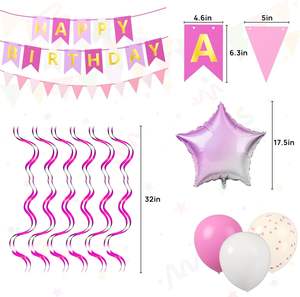 Decoraciones Rosas <span class=keywords><strong>de</strong></span> Cumpleaños para Niñas, Globos <span class=keywords><strong>de</strong></span> <span class=keywords><strong>Papel</strong></span> con Forma <span class=keywords><strong>de</strong></span> Estrella, Guirnalda, Artículos Perfectos para Fiestas <span class=keywords><strong>de</strong></span> Adolescentes y Mujeres - Product Image 3