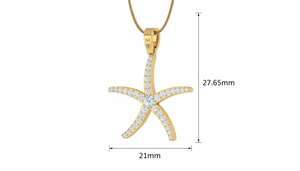 จี้รูปปลาดาวประดับเพชรธรรมชาติ ดีไซน์แรงบันดาลใจจากมหาสมุทร งานฝีมือประณีต ทองคำแท้ สำหรับผู้หญิง เครื่องประดับชายหาด ขายดี - Product Image 2
