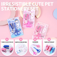 Ensemble de papeterie mignon pour animaux de compagnie, 6 pièces - Ensemble complet de fournitures scolaires pour enfants et étudiants