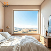 Fenêtres en aluminium à double vitrage sur mesure, résistantes aux ouragans, avec grande fenêtre panoramique et vitrage fixe