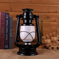 Lampe lanterne à flamme de feu LED extérieure noire personnalisée de 24 cm, fonctionne avec 4 piles AA sèches pour le camping