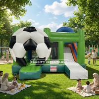Combo toboggan gonflable commercial Funcity Design sur le thème du football en PVC, château gonflable certifié CE, écologique, garantie 2 ans