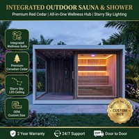 Sauna et douche extérieurs modulaires intégrés à montage facile, cabine de bien-être intelligente pour 3 personnes avec chauffage
