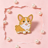 9 Stile Niedliche Hunde-Emaille-Pins Set Corgi Deutscher Schäferhund Mops Welpen Anstecknadel Regenbogen Pfotenabdruck Brosche für Rucksack