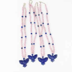 Collier Mala en perles de Kyanite et Lapis Lazuli de 8 mm avec pendentif Phénix en Lapis Lazuli, cadeau d'anniversaire, cadeau de la Saint-Valentin - Product Image 2