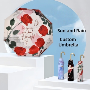 Paraguas con Mango Dorado, Personalizable OEM, Protección UV, Reforzado, Doble Uso para Sol y Lluvia, Portátil, Plegable - Product Image 5