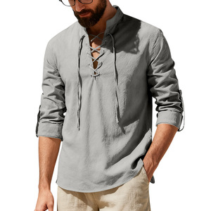 <span class=keywords><strong>Camisa</strong></span> de <span class=keywords><strong>Lino</strong></span> Piqué Personalizada al por Mayor para Hombre, Transpirable, Diseño ODM - Product Image 4