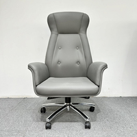 Chaise de bureau de direction haut de gamme de luxe, vente en gros, design minimaliste, hauteur réglable, pivotante, avec appui-tête intégré et dossier solide