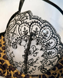 Aza825120 Nieuwe Transparante Vrouwen Beugel Push-Up Bh Thong Luipaard 2 Stuk Borduurwerk Mesh Kant Lingerie Set - Product Image 3
