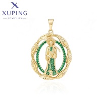 X000959069 Bijoux XUPING Pendentif Hip Hop Religieux en Cuivre Plaqué Or 14K