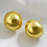 Grandes boucles d'oreilles rondes creuses, boucles d'oreilles clous en laiton hypoallergénique de créateur plaqué or 18 carats