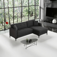 Ensemble de salon moderne et confortable canapé d'angle en forme de L en tissu mousse et caoutchouc avec table basse pour auberges de jeunesse