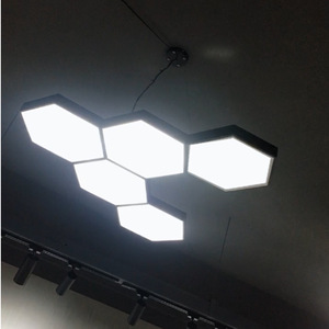 Luminaire de lustre hexagonal en aluminium 110-240v Noir 600mm 800mm 36w 48w Suspension hexagonale à LED blanche - Product Image 3