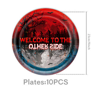 Kit de vaisselle pour fête d'anniversaire Stranger Things : bannière en papier, assiettes jetables, serviettes, bienvenue sur l'autre côté - Product Image 4