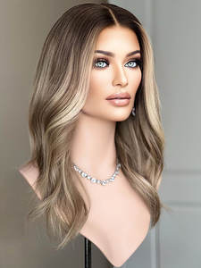 Perruque en dentelle frontale de luxe HD avec cuir chevelu réaliste, cheveux européens double trame de qualité supérieure, couleur brun, <span class=keywords><strong>blonde</strong></span>, balayage, pour femmes - Product Image 3