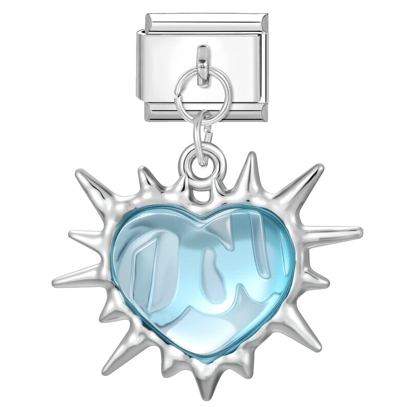 Steel pendant-blue radiating heart