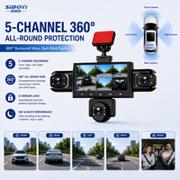 Caméra embarquée SIBOYI 5 canaux 1080P, enregistreur vidéo de conduite 360° avec vision nocturne infrarouge, WiFi, détection de mouvement et application, pour la conduite et le stationnement