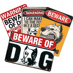 गर्म बिक्री अनुकूलित चेतावनी धातु टिन संकेत रेट्रो विंटेज शैली मजेदार सजावट के लिए कुत्ते धातु पोस्टर से सावधान रहें - Product Image 1