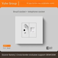 YH 86*86mm Panneau tactile PC mural avec double prise téléphonique 10A, indice de protection IP20, design moderne, installation facile, 2 ports USB, 2 ports USB-C