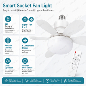 Ventilador de Techo <span class=keywords><strong>con</strong></span> Luz y Control Remoto, E27, AC85-265V, 40W, <span class=keywords><strong>con</strong></span> 6 Aspas Desmontables, para Dormitorio o Habitaciones Pequeñas - Product Image 2
