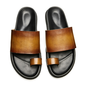 Tongs tendance pour hommes en cuir de vachette véritable, <span class=keywords><strong>semelle</strong></span> souple, respirantes, antidérapantes, brodées, pour l'hiver et l'extérieur - Product Image 2
