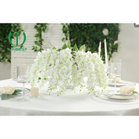 Décoration de plafond en glycine artificielle en soie crème en gros, centres de table pour mariage, décorations de table pour réception de mariage