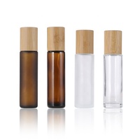Mini flacon de parfum vide en verre personnalisé pour voyage, flacon roll-on en verre givré brun 15 ml avec bouchon en bambou