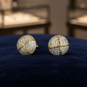 Pendientes de bola de oro blanco E4808 con microincrustaciones de circonita redonda para mujer, joyería moderna para fiestas - Product Image 2