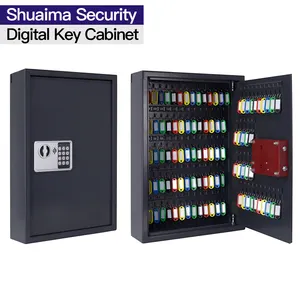Black Security Wall Mount Electric Digital Password Code 100 Key Holder Storage Organizer Safe Lock Box For House Key